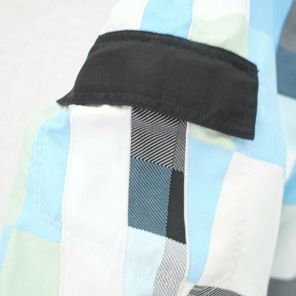 Ron Jon Cargo Pocket White Black Teal Green Patchwork Swim Trunks 38 / 9 High Ri - Picture 4 of 8